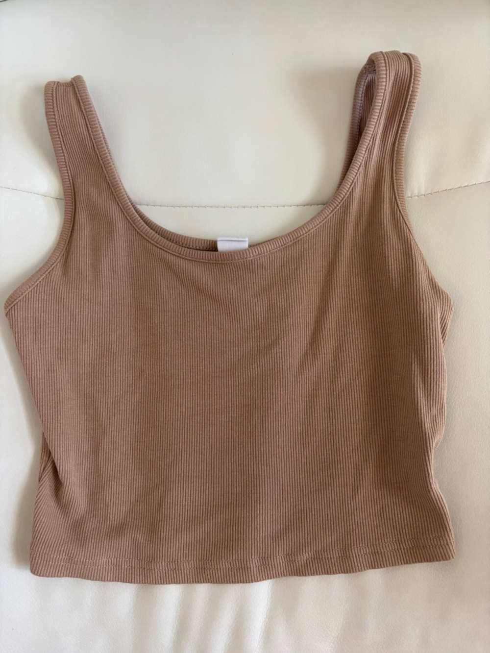 Women’s Ribbed Tank Crop Top - Brown